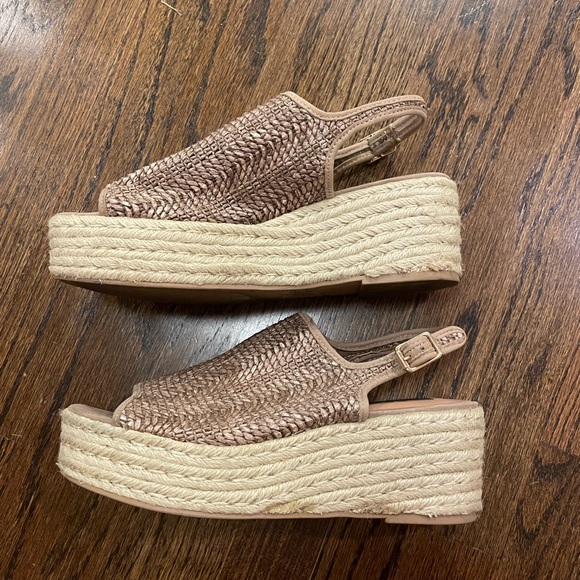 Steven Steve Madden Courage Espadrille Wedge Platform Sandals Cognac Multi - Picture 4 of 5